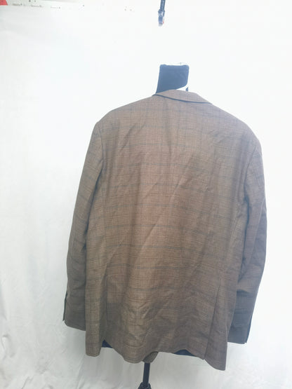 Men's Herringbone Checked Vintage Tuxedos Suit Two Buttons Two-Piece Jacket & Pants Notch Lapel Daily Business size L