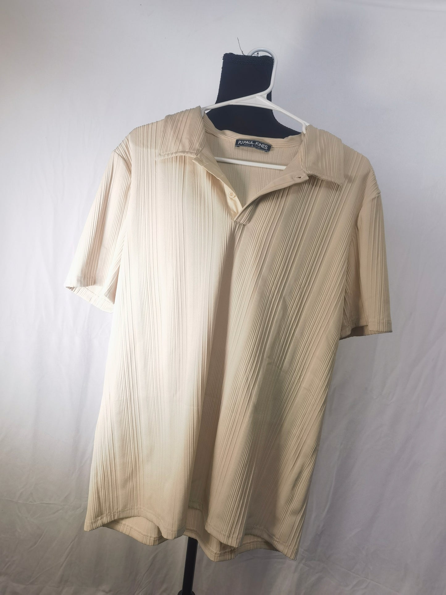 PJ PAUL JONES Mens Polo Shirts Textured Knit V-Neck Summer Shirts size L