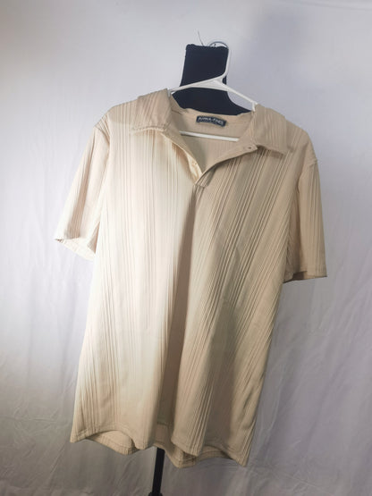 PJ PAUL JONES Mens Polo Shirts Textured Knit V-Neck Summer Shirts size L