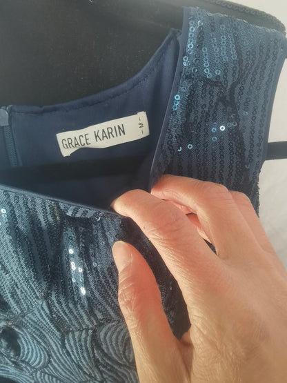 GRACE KARIN Women's Sequin Dress Wedding Guest Dresses Mother of The Bride Dresses Formal Dress Two Piece Dress Knee Length Size M