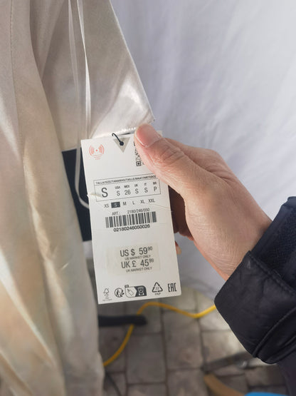 LONG SATIN EFFECT HALTER DRESS Size S