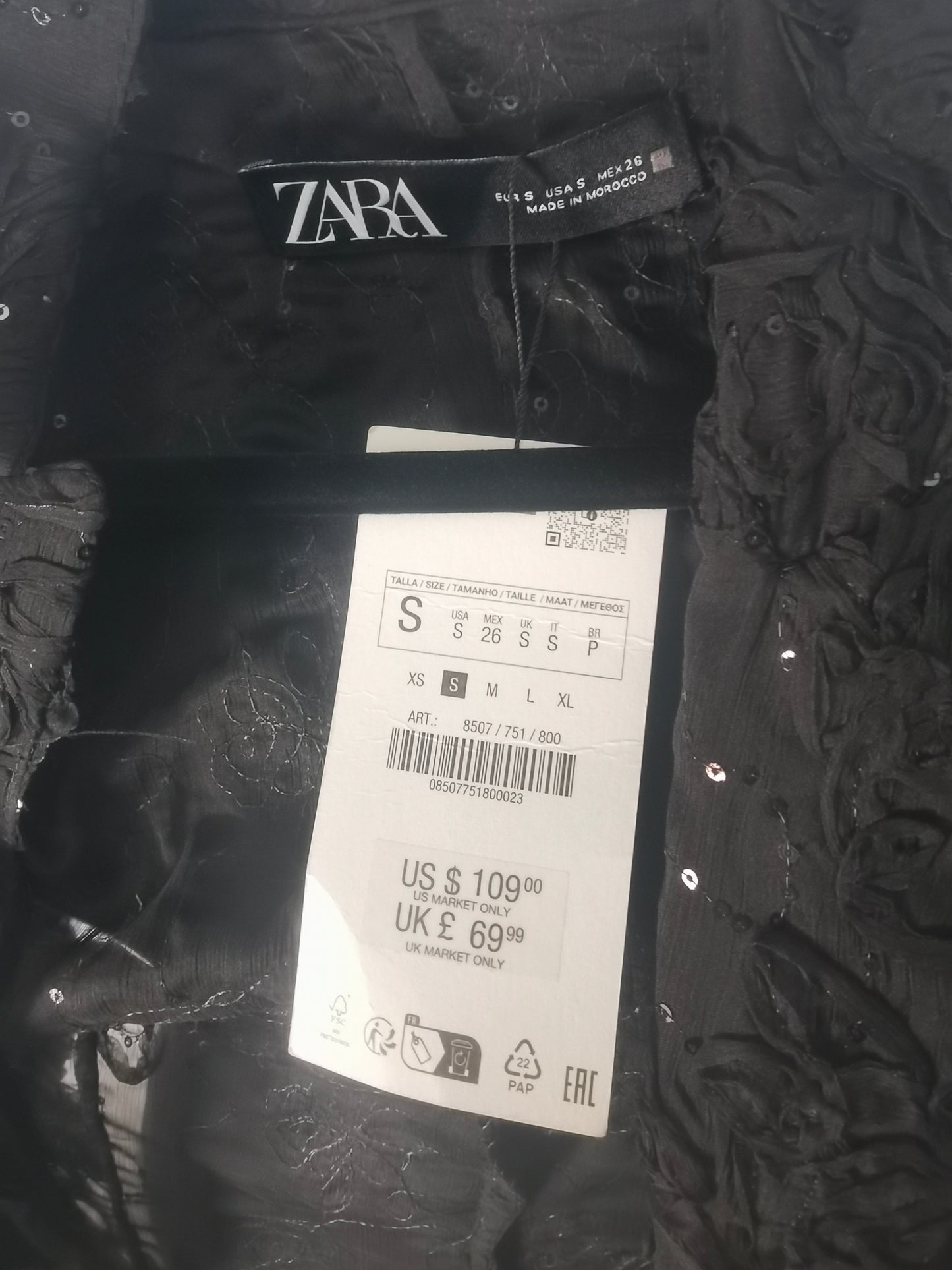 STRUCTURED SEQUINS SEMI-SHEER BLAZER Size S