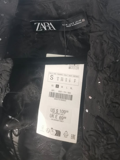 STRUCTURED SEQUINS SEMI-SHEER BLAZER Size S