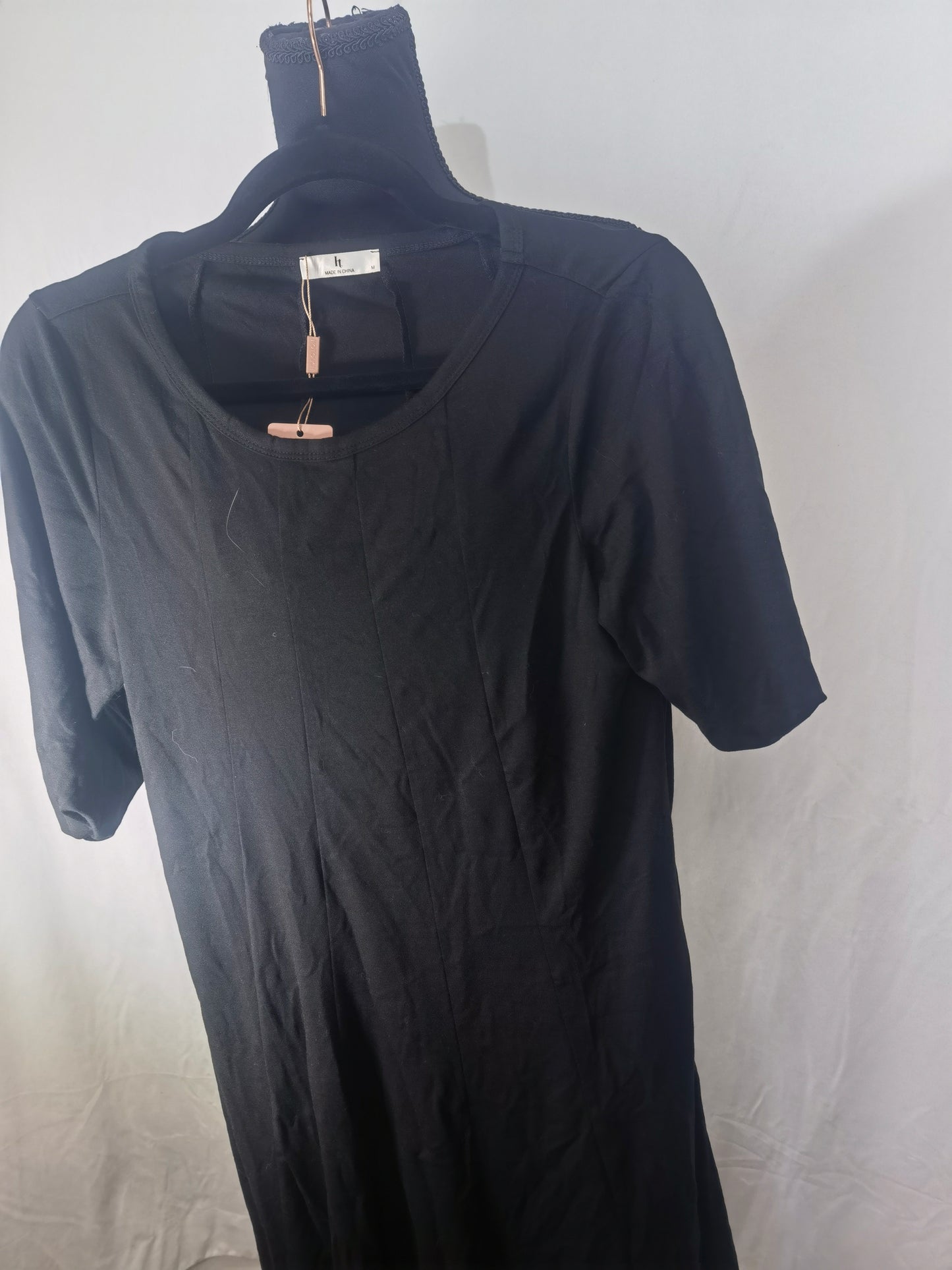 Brave Soul otto midi t-shirt dress with slit in black Size M