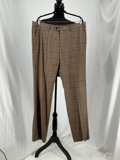 Men's Herringbone Checked Vintage Tuxedos Suit Two Buttons Two-Piece Jacket & Pants Notch Lapel Daily Business size L