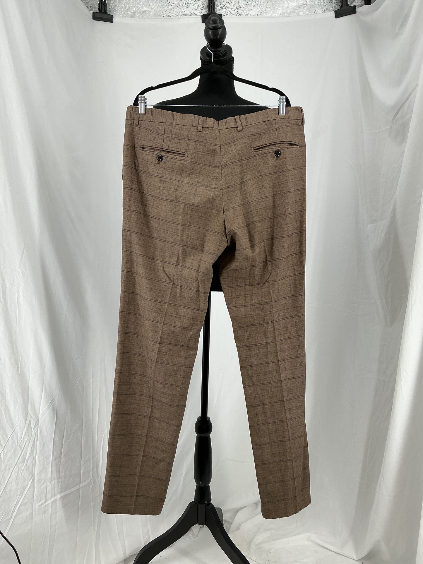 Men's Herringbone Checked Vintage Tuxedos Suit Two Buttons Two-Piece Jacket & Pants Notch Lapel Daily Business size L