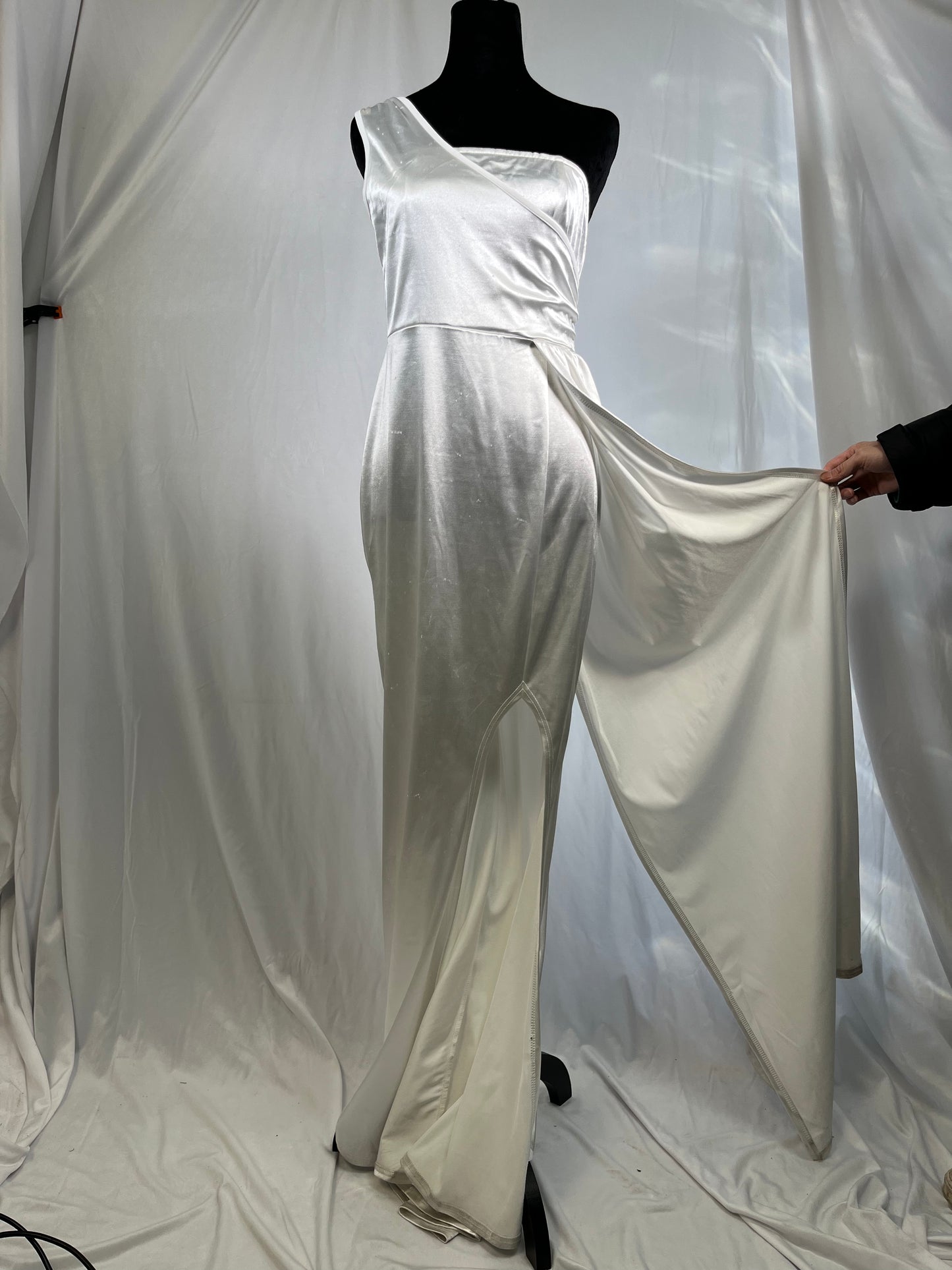 Women's One Shoulder Sleeveless Maxi Dress Sexy Side Split Evening Dress Flowy Swing Long Dress Formal Party Gowns  Size S