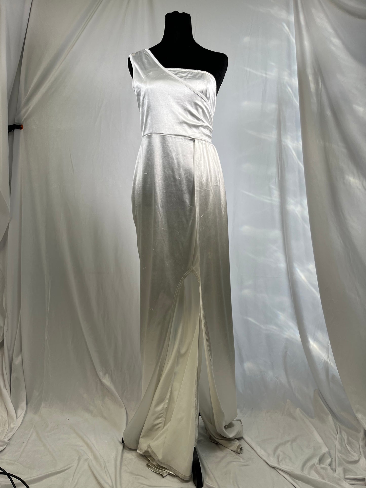 Women's One Shoulder Sleeveless Maxi Dress Sexy Side Split Evening Dress Flowy Swing Long Dress Formal Party Gowns  Size S