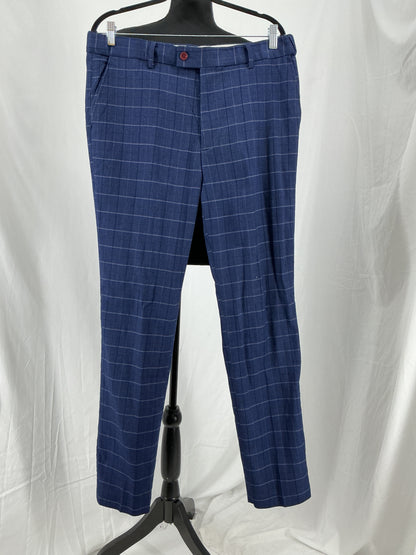 Men’s Blue Plaid Suit Set – Blazer & Pants, US Size 40