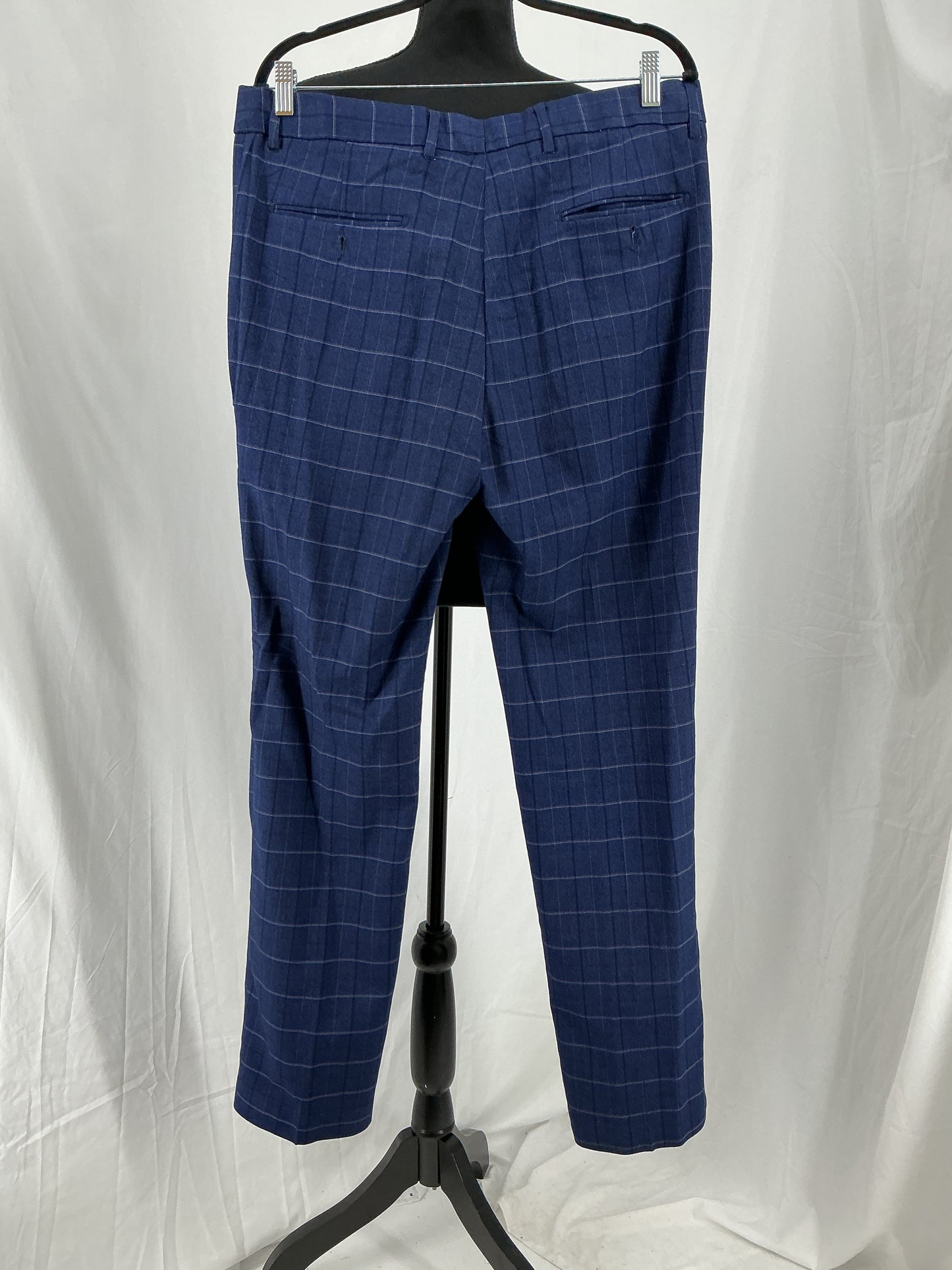 Men’s Blue Plaid Suit Set – Blazer & Pants, US Size 40