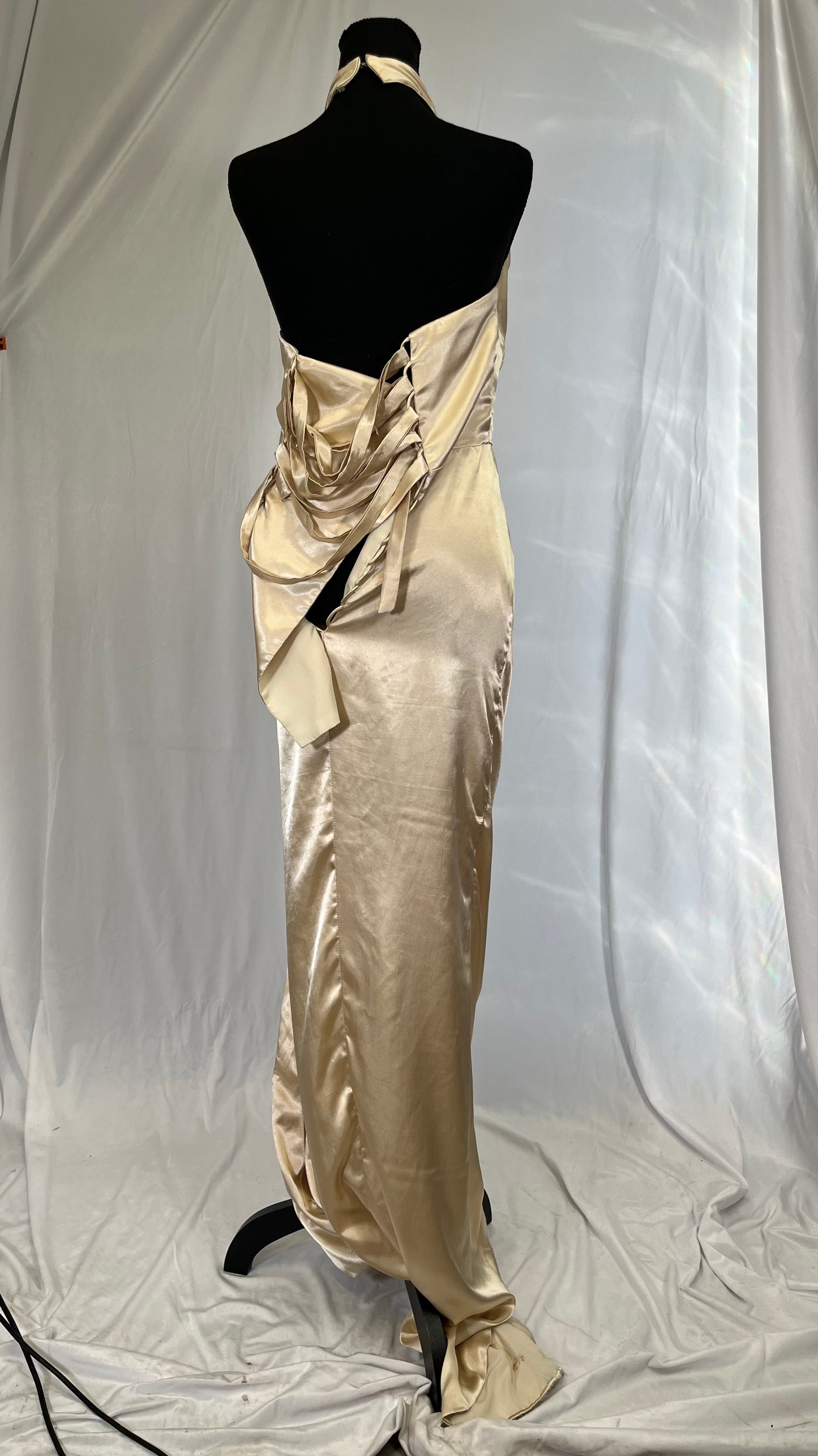 Mermaid Halter Bridesmaid Dresses Long Satin Prom Dress for Women with Slit Evening Party Sexy Backless Maxi Dress Size 2