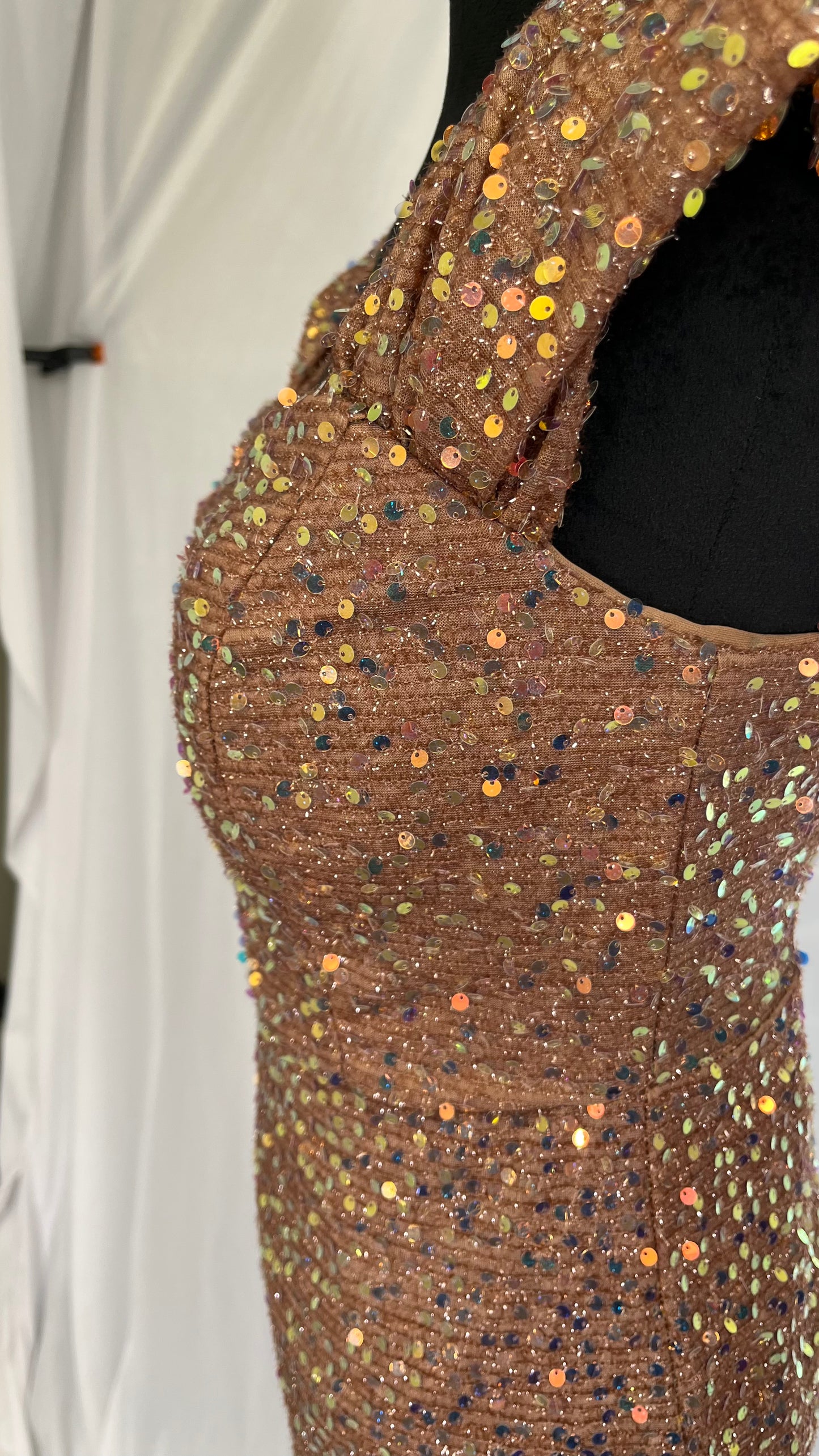 Women's Asymmetrical Neckline Pleated Shimmering Evening Dress Size S