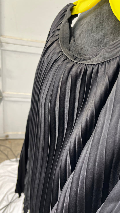 SHEIN LUNE Women's Plain Button Down Long Sleeve Blouse With Pleated Back, Casual Daily Women Shirt,Long Sleeve Tops size L