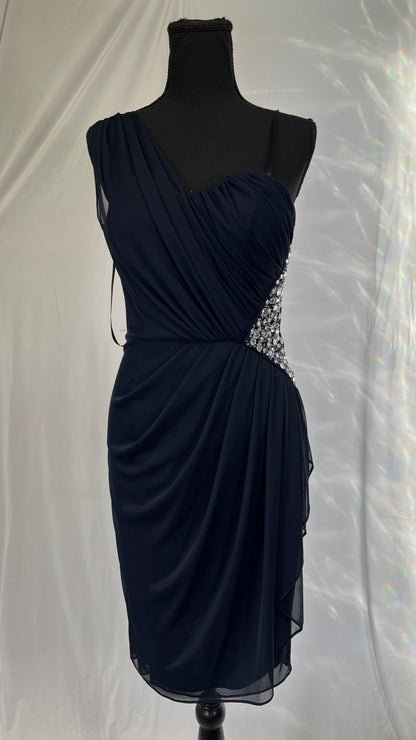One Shoulder Dress with Rhinestone Knot Detail Size 6