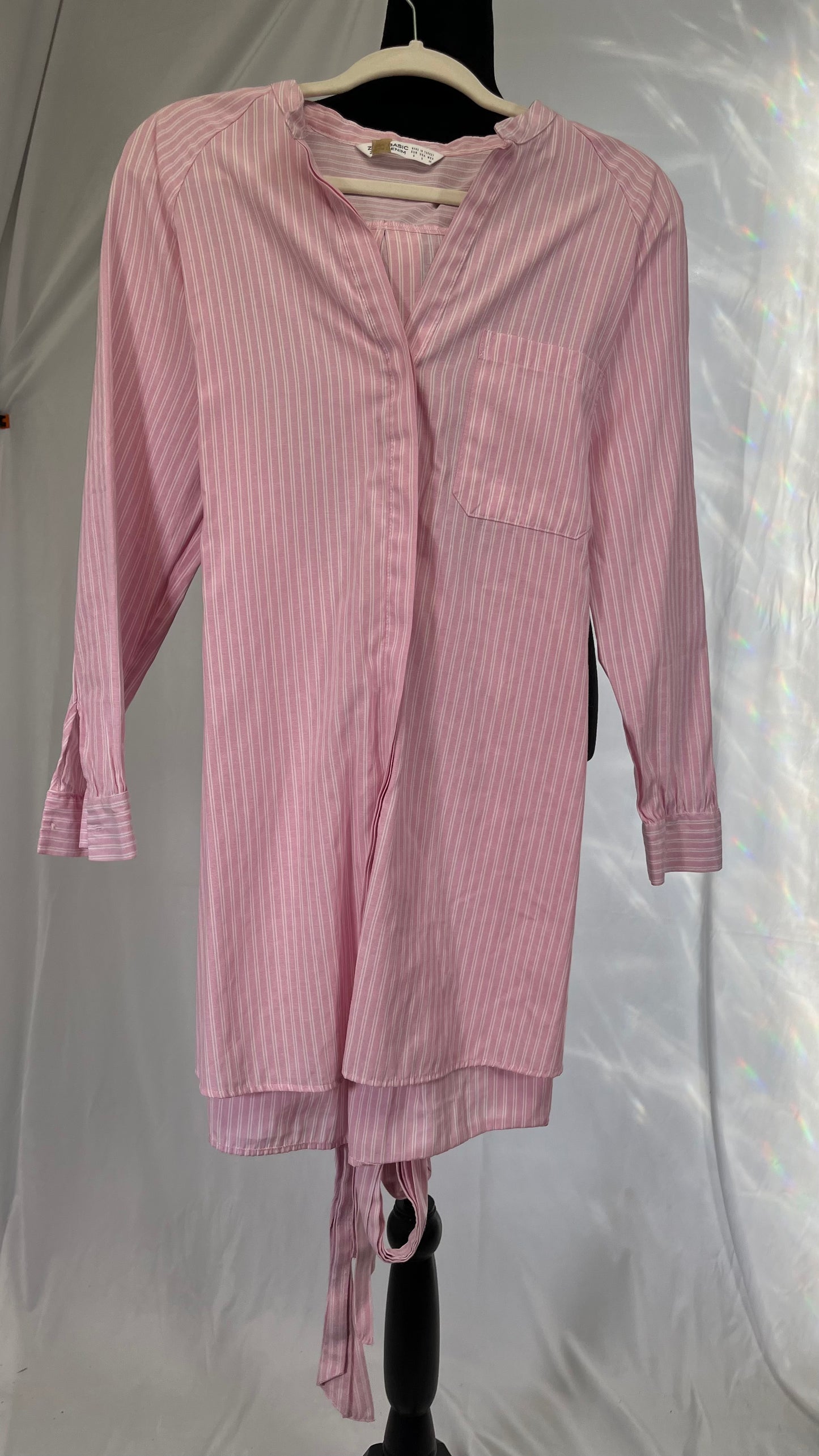 Women's Popeline Durchgeknöpftes Nachthemd Langarm Nightgown Size S