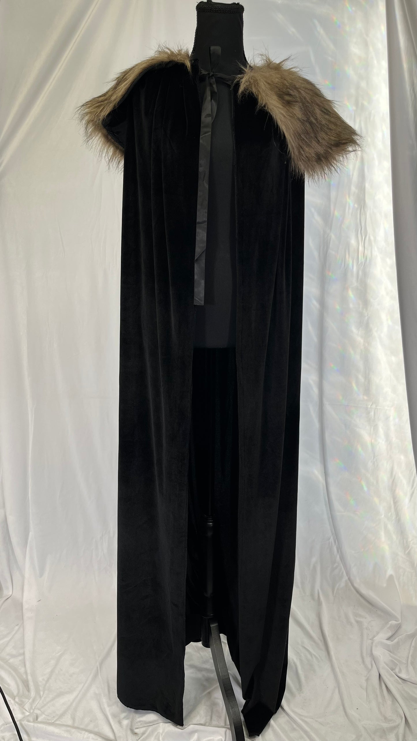 Fun Costumes Black Faux Fur Collar Viking Cape for Adults Standard Size No