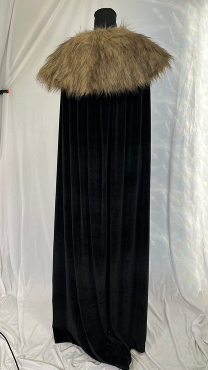 Fun Costumes Black Faux Fur Collar Viking Cape for Adults Standard Size No