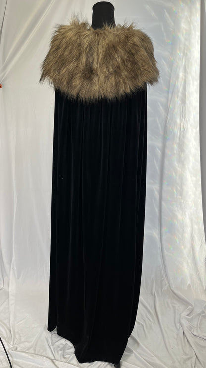 Fun Costumes Black Faux Fur Collar Viking Cape for Adults Standard Size No