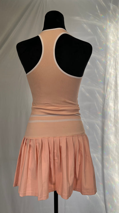 Beautyin Women 2 Pieces Tennis Skirt High Waisted Pleated Skirt Sets Seamless Colorblock Golf Outfits Top and Skirt Size S