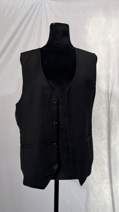 Men's Black Suit Vest Sleeveless V Neck Dress Vest Male Formal Business Wedding Men Gilet Size M