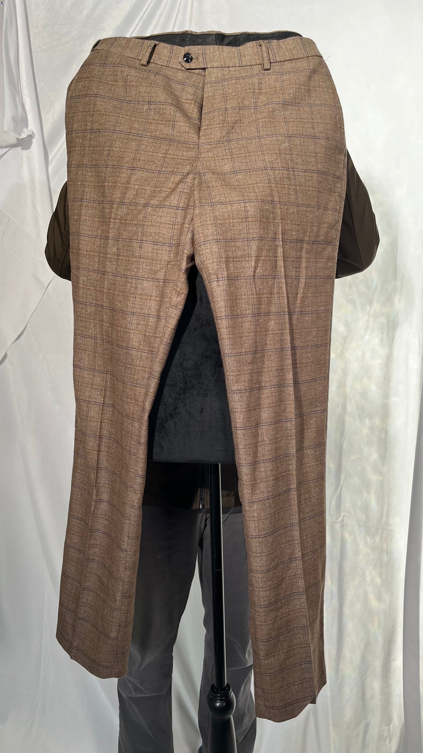 Lars Amadeus Men's Plaid Dress Pants Classic Fit Formal Plaid Slacks Prom Checked Trousers Size L