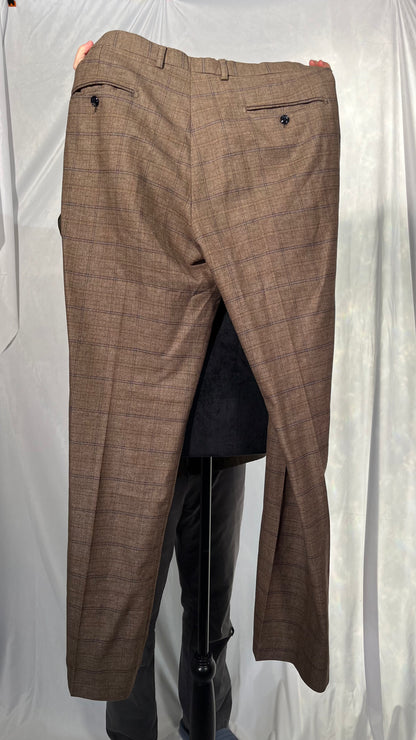 Lars Amadeus Men's Plaid Dress Pants Classic Fit Formal Plaid Slacks Prom Checked Trousers Size L
