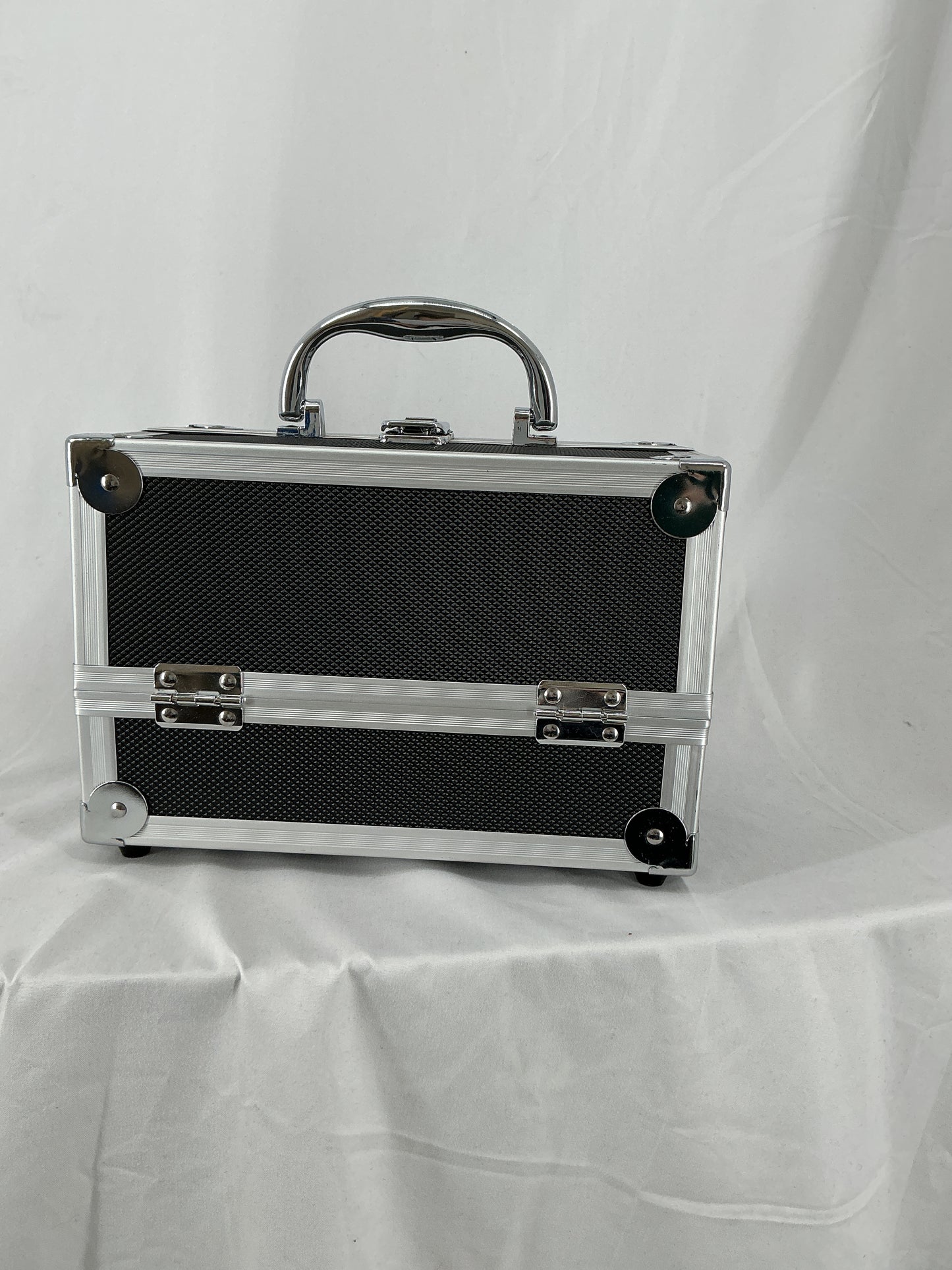 Aluminum Makeup Train Case with Fold-Out Trays and Mirror