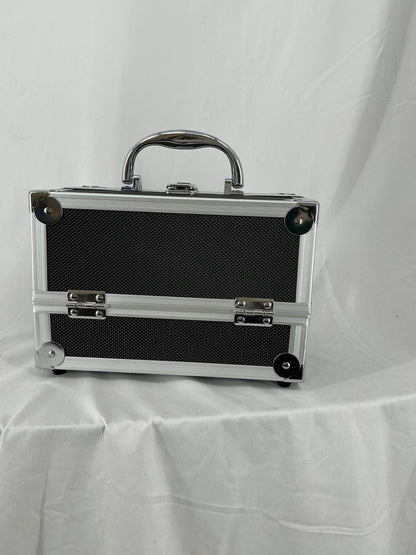 Aluminum Makeup Train Case with Fold-Out Trays and Mirror