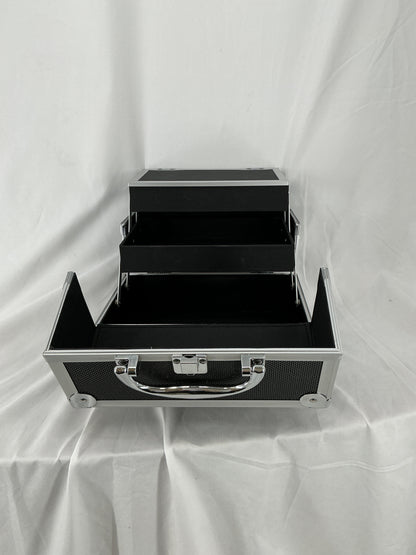 Aluminum Makeup Train Case with Fold-Out Trays and Mirror