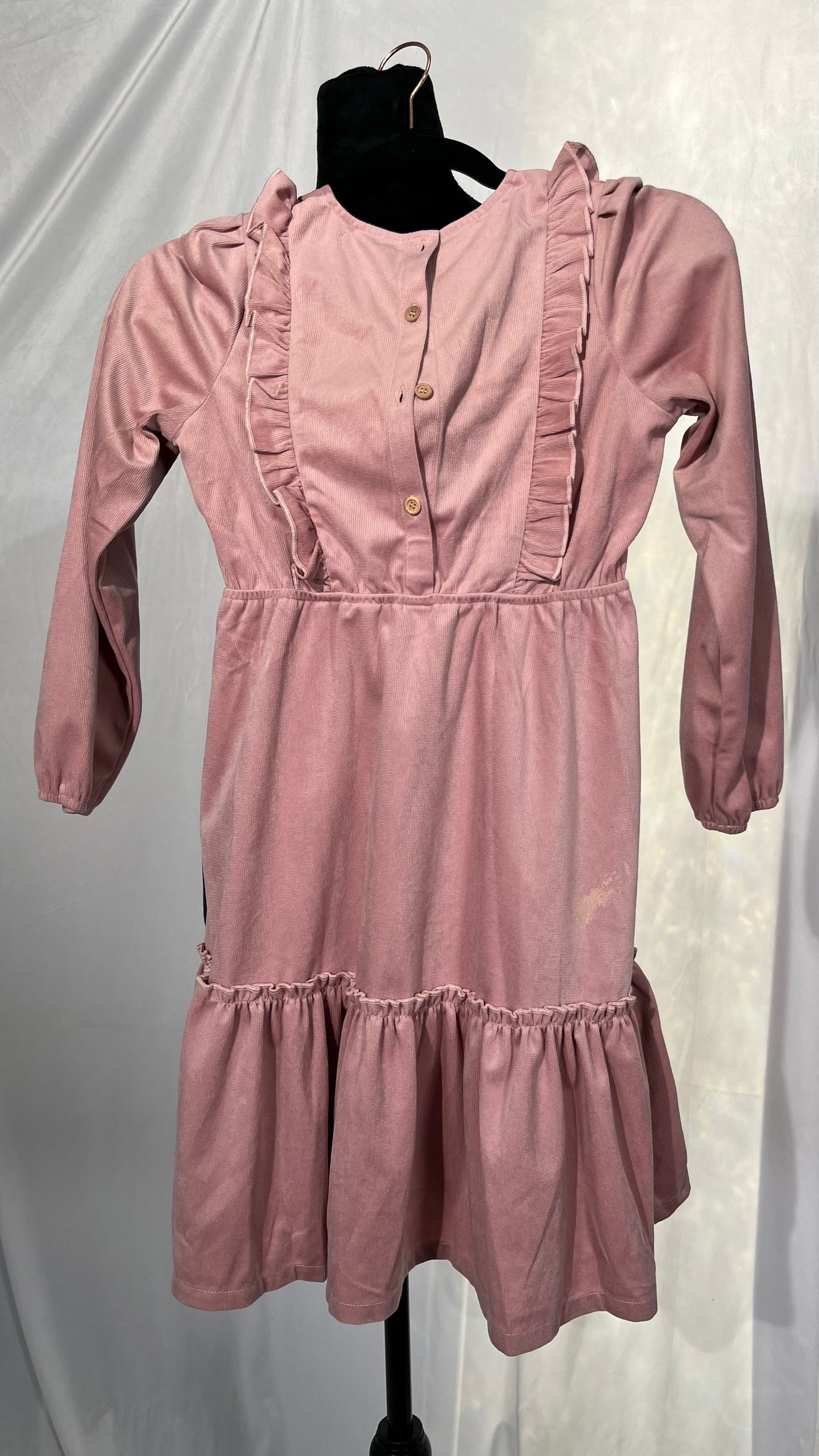 Arshiner Girls Dresses Casual A-line Ruffled Button Long Sleeve Corduroy Swing Dress Size No （Kids）