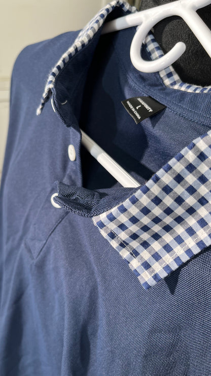 Hackett London Men's Chambray CLR JSY LS Polo Shirt size L