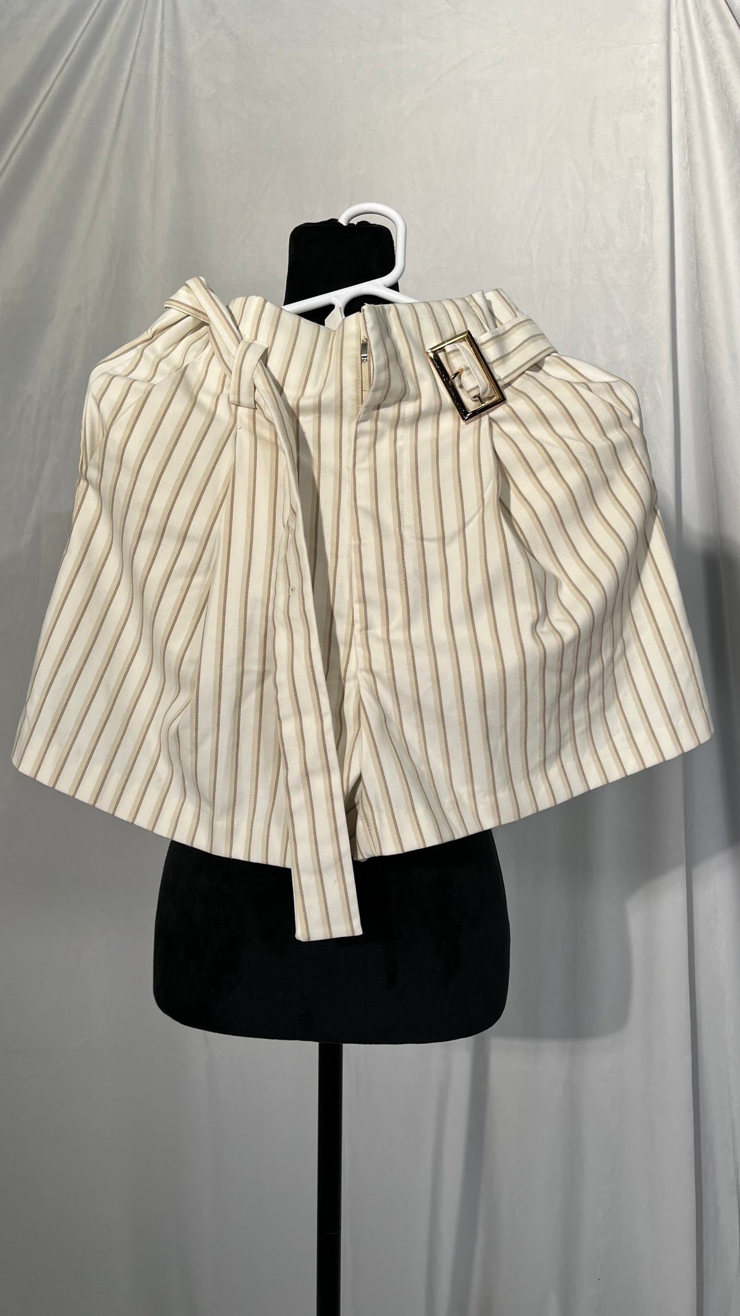 Women Y2k Striped Shorts High Waist Wide Leg Bermuda Shorts Casual Loose Fit Lounge Shorts with Belt 00s Streetwear Size S