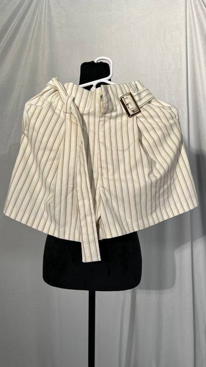 Women Y2k Striped Shorts High Waist Wide Leg Bermuda Shorts Casual Loose Fit Lounge Shorts with Belt 00s Streetwear Size S