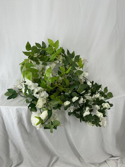 Faux White Flower and Greenery Garland