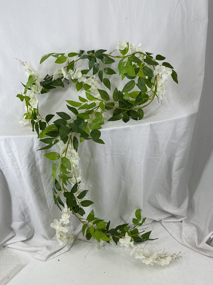 Faux White Flower and Greenery Garland