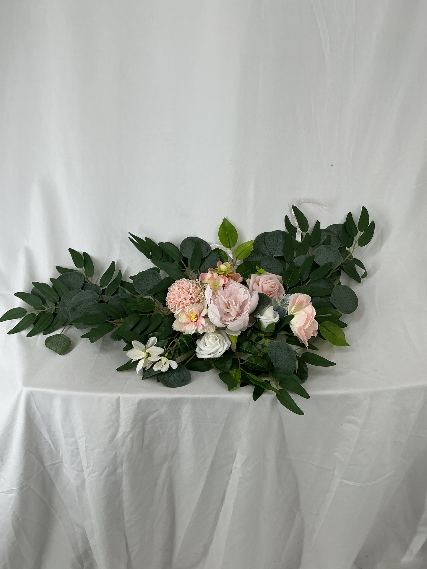 Artificial Pink Rose and Eucalyptus Swag