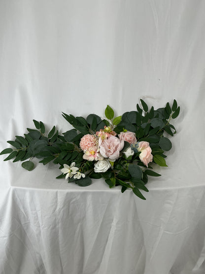 Artificial Pink Rose and Eucalyptus Swag