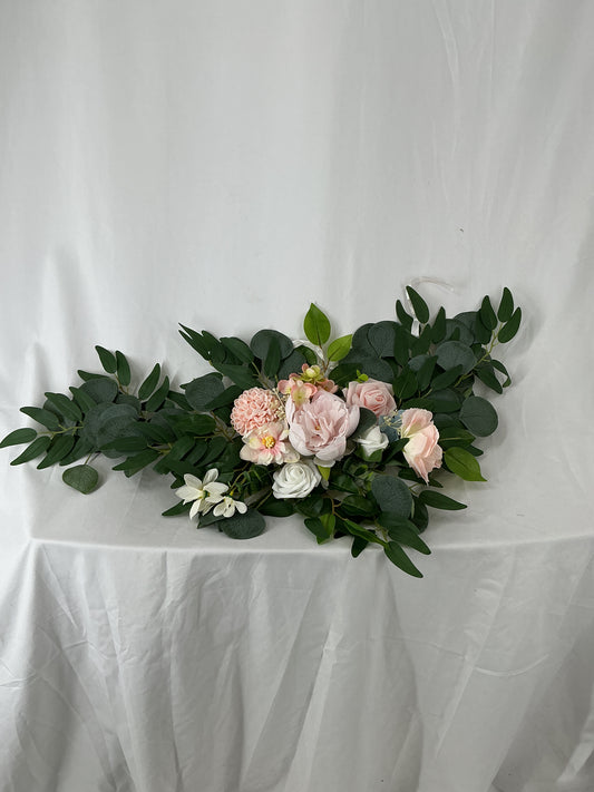 Artificial Pink Rose and Eucalyptus Swag