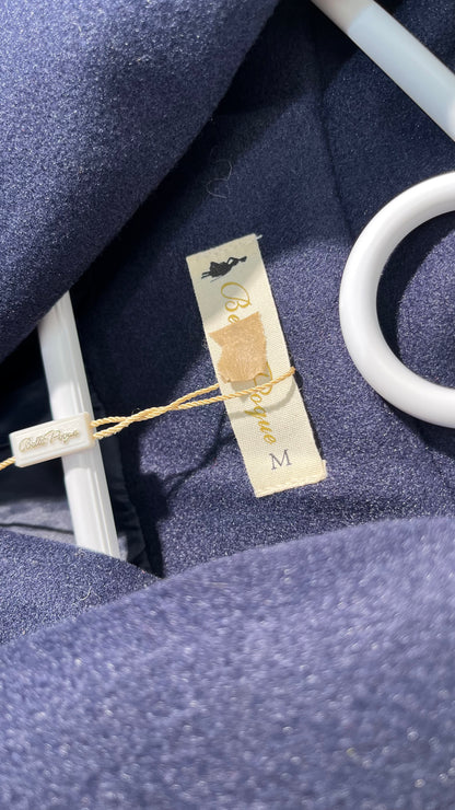 Adhdyuud Women's Woolen Long Trench Coat Winter Casual Lapel Double Breasted Wool Jackets Navy Blue M size M