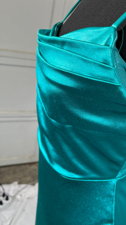 Women's Summer Satin Silk Maxi Bodycon Dresses Strapless Tube Hollow Out Long Party Club Dress  size S