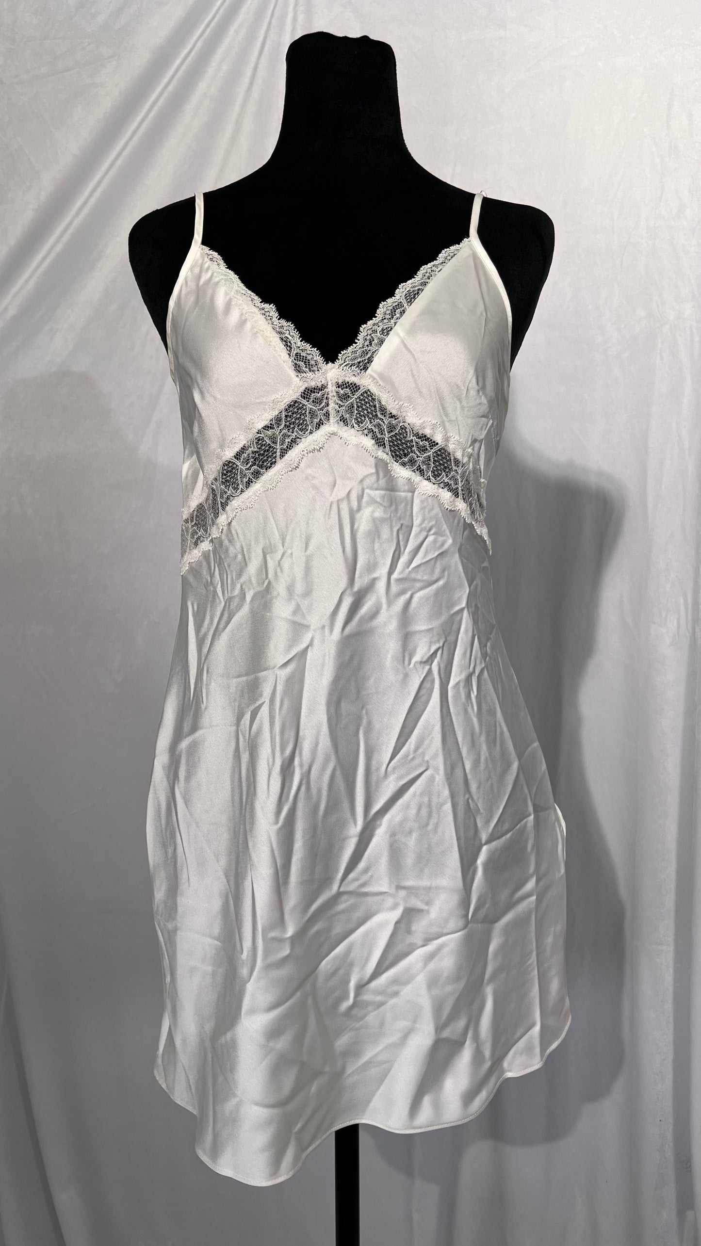 Women Lace Satin Mini Slip Dress Sleeveless Spaghetti Strap Tie Shoulder Backless Split Short Dress Y2k Fairy Dress Size S