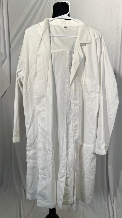 DR Uniforms Lab Coat for Men - 100% Cotton - Unisex Lab Coat - White Long Coat - Lab Coat for Students and Doctor - White Size L