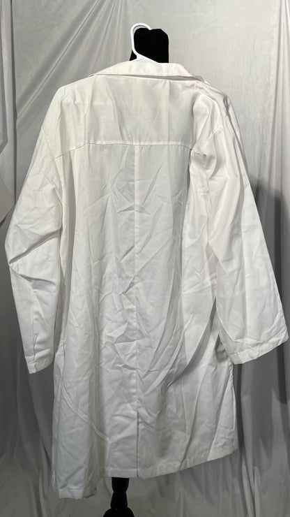 DR Uniforms Lab Coat for Men - 100% Cotton - Unisex Lab Coat - White Long Coat - Lab Coat for Students and Doctor - White Size L