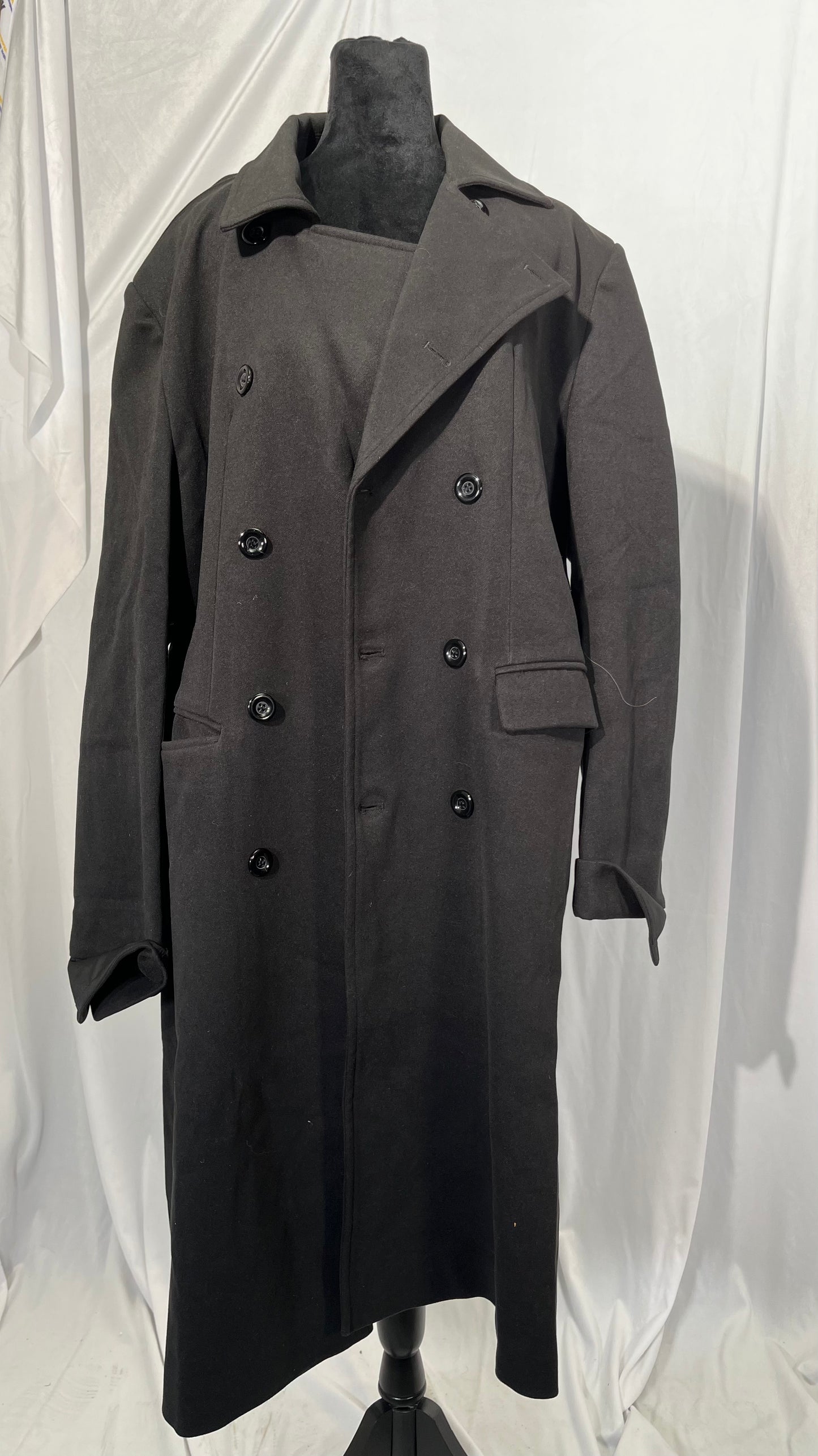 SOMTHRON Men's Casual Trench Coat Slim Fit Notched Collar Long Jacket Overcoat Single Breasted Pea Coat wih Pockets Size XL