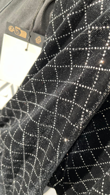 PINLI Plus Size 2 Piece Outfits for Women Deep V Neck Chain Printed Shirts with Belt and Loose Pants Party Clubwear Silver L size M