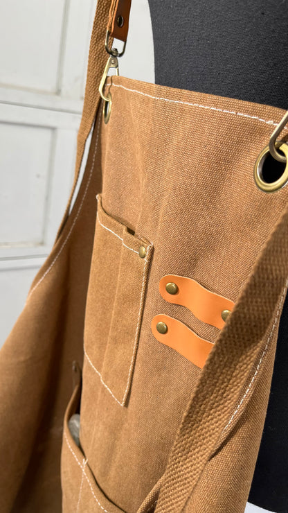 Heavy Duty Waxed Canvas Work Apron,Multifunction Tool Aprons with Tool Pockets  Size No