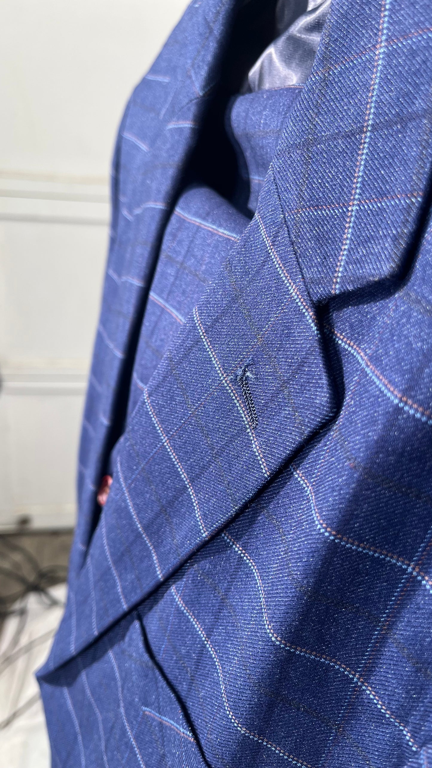 Slim Fit Mens Plaid Blazers Coats Elegant Plaid Jacket  size 40