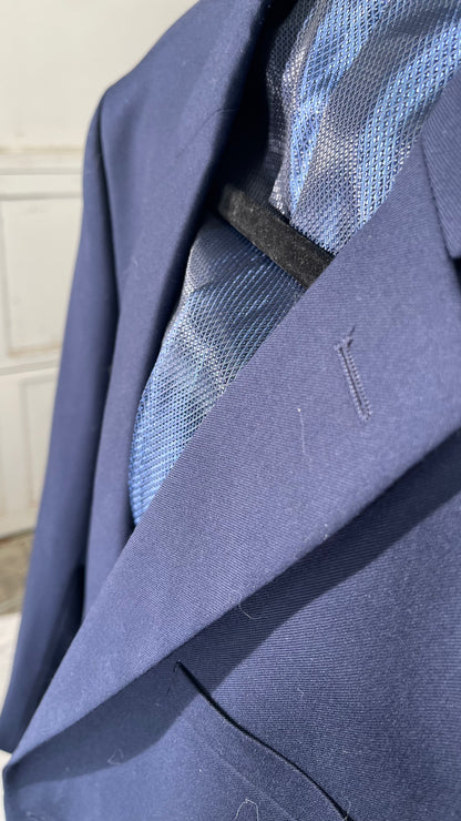 Men's Dark Navy Blue Blazer Side Slit Jacket Suit Coat for Homecoming Leisure  size 40R