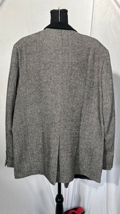 Mens Herringbone Tweed Blazer Men Vintage Suit Jacket Lightweight 2 Button Business Sport Coat Jackets Size XL