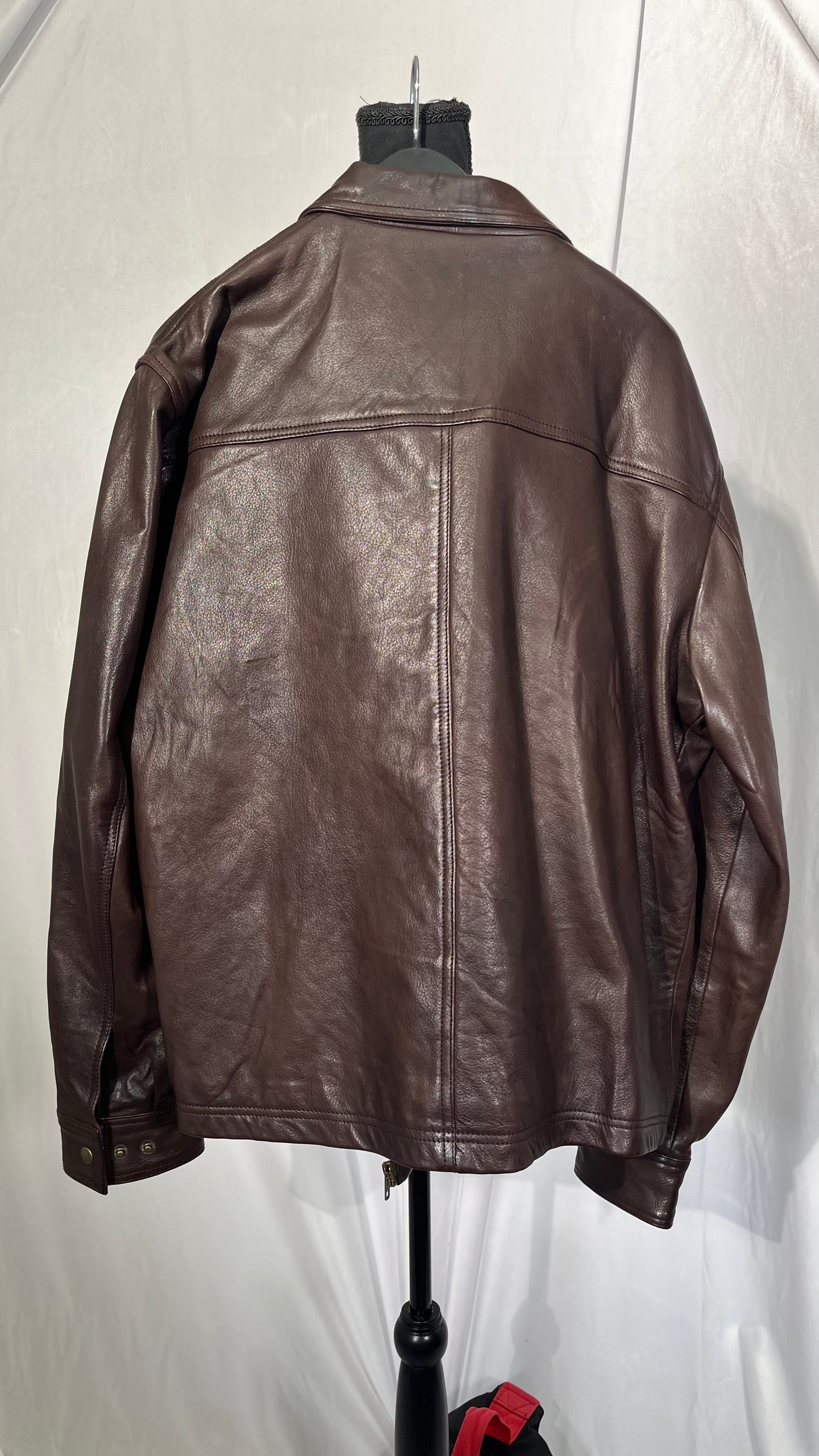 Cowhide Leather Motorcycle Jacket Men Biker Waxed Brown Classic Shirt Collar Vintage Leather Jacket For Man Size XL